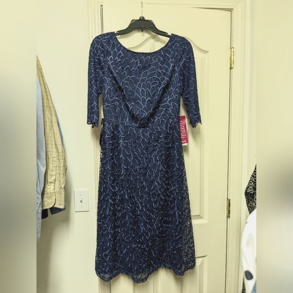 NWT JS Collections lace overlay navy blue dress size 2
